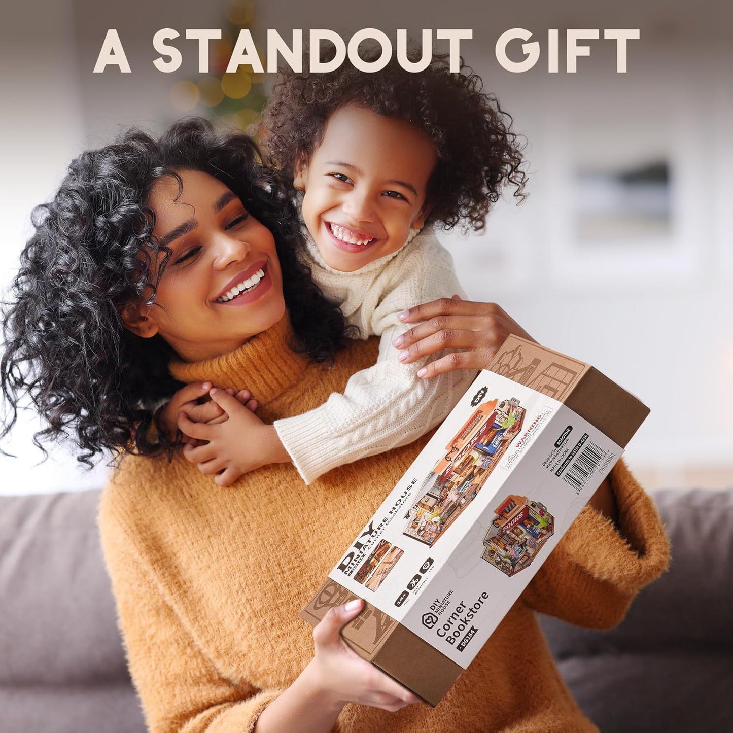 ROBOTIME DIY Miniaturhaus Bausatz Eckbuchhandlung, Puppenhaus Modellbausatz aus Holz mit LED für Erwachsene und Kinder