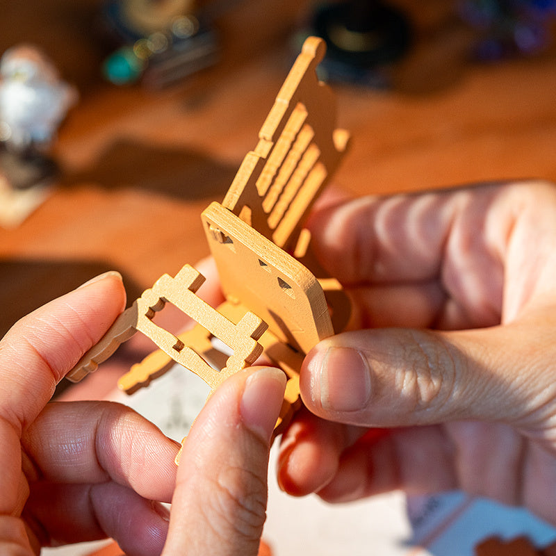 ROBOTIME DIY Miniaturhaus-Bausatz, magische Studien, Bastel-Modellbausätze