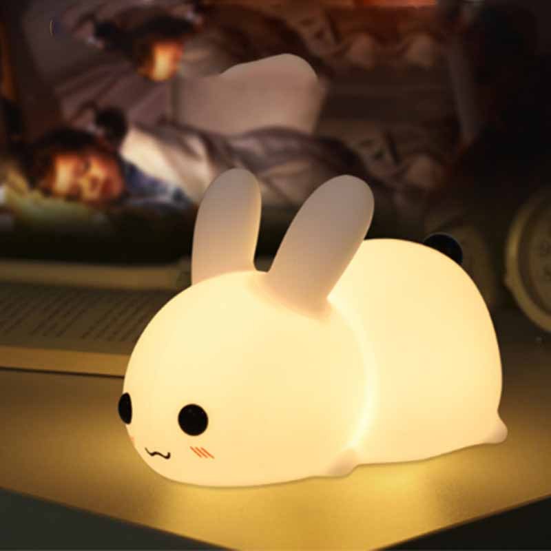 Kaninchen LED Nachtlicht Silikon Tier Cartoon Dimmbare Lampe USB Aufladbare Für Kinder Kinder Baby Geschenk Nacht Schlafzimmer