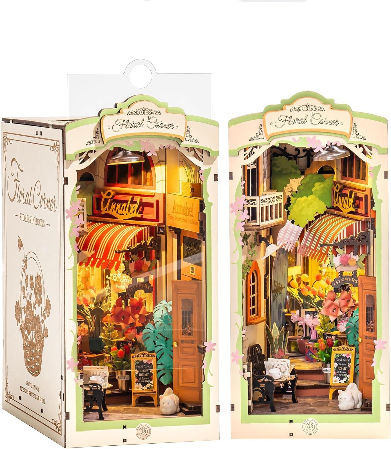 Rolife Floral Corner DIY Buch Nook Regal Einsatz Kit 3D Holz Puppenhaus